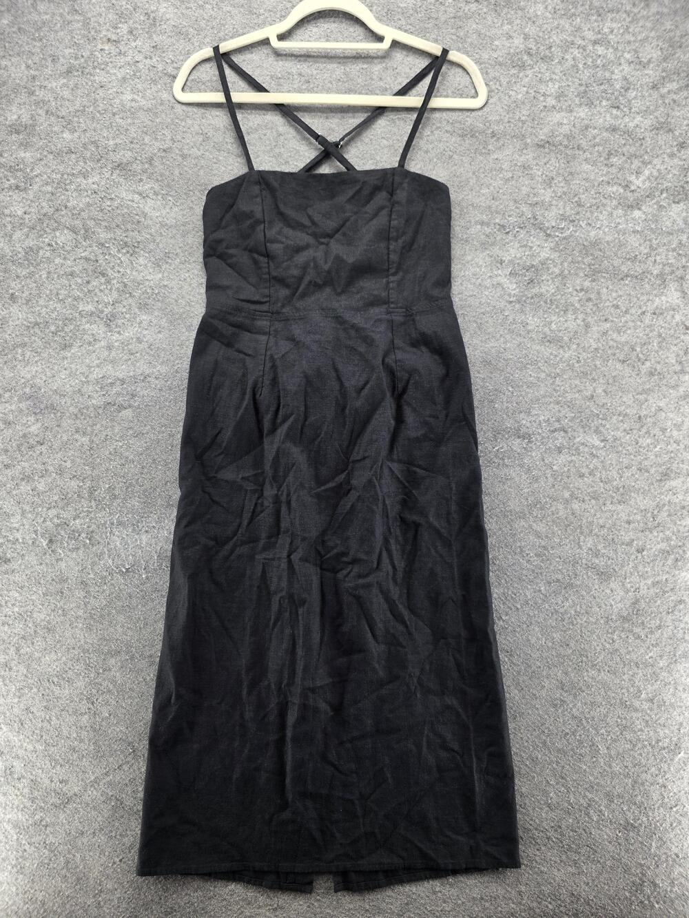 Wild Fable Dress Womens 10 Black Slip Dress Midi Square Neck Lace Up Strappy